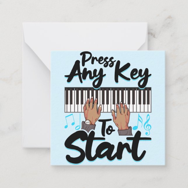 Piano Press Any Key to Star Pianist Student Teache Card (Front)
