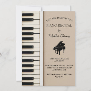 Piano Recital Invitation with Keyboard Design
