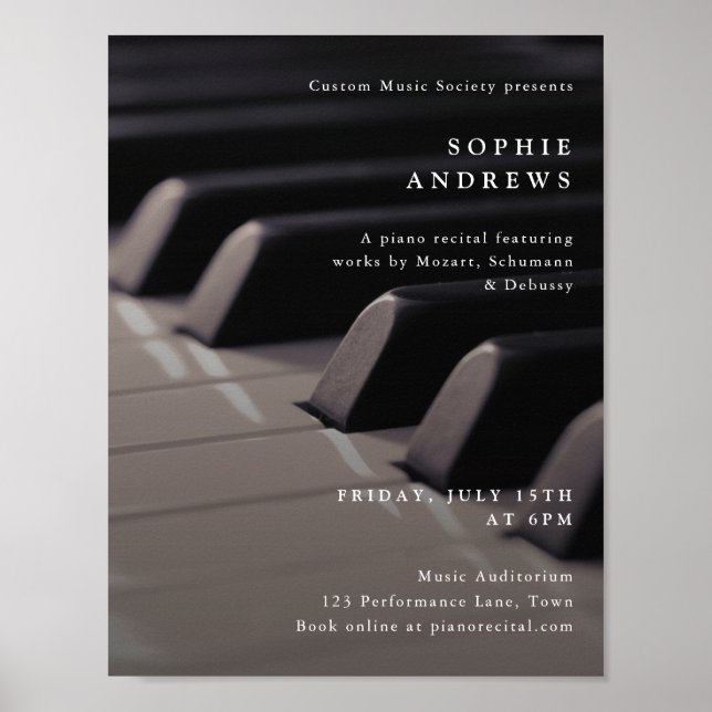 Piano Recital Music Concert Editable Template Poster (Front)