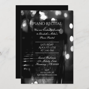 Piano Recital with Bokeh Lights Invitation