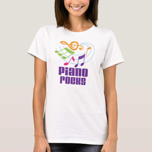 Piano Rocks Teacher Gift T-Shirt (Front)