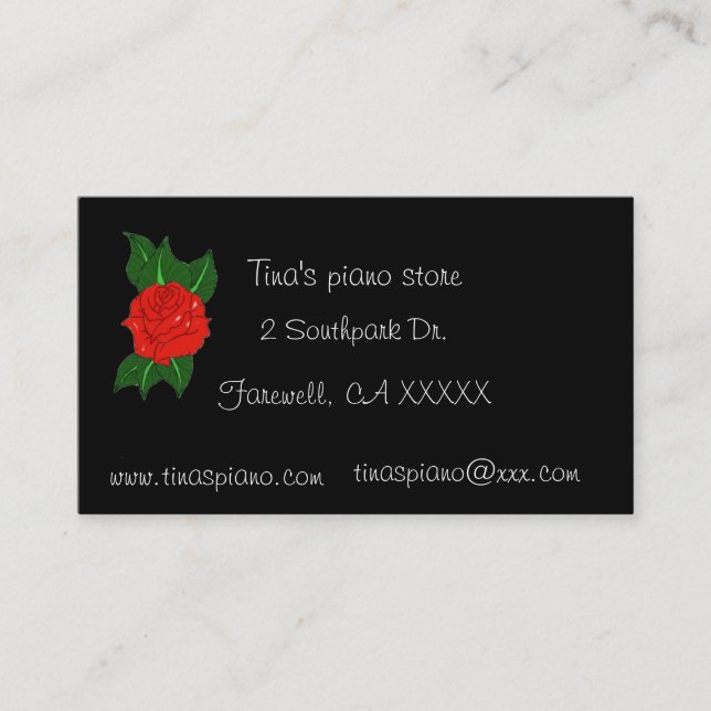 Piano rose Business Card (Front)