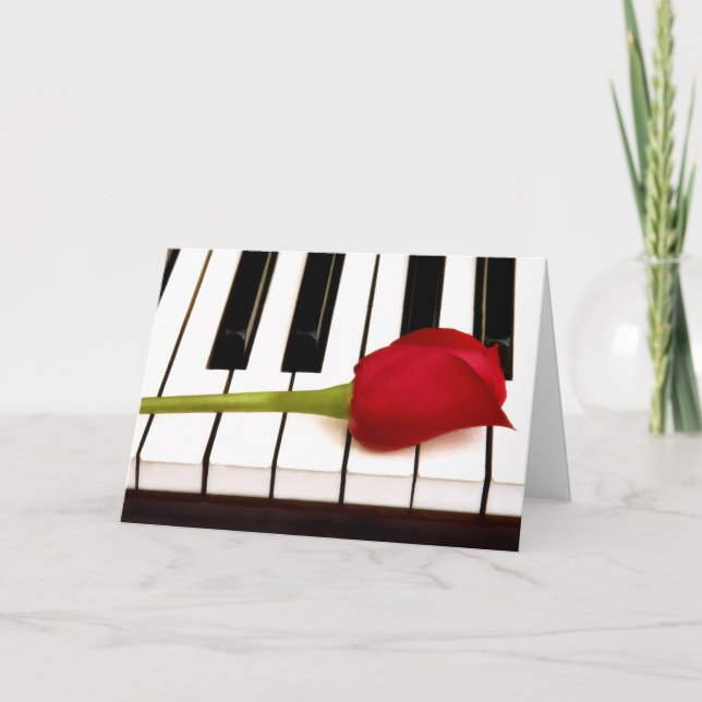 Piano &  rose III Holiday Card (Front)