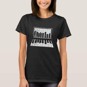Piano Shadow Skyline Birds Keyboard Music Pianis T-Shirt