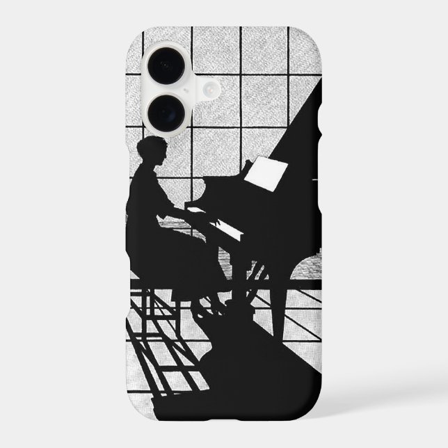 Piano Silhouette Art Deco Style | Black and White  (Back)