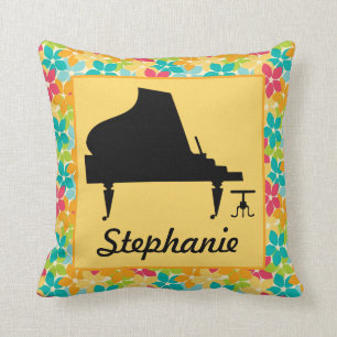Piano Silhouette Personalised Music Throw Pillow