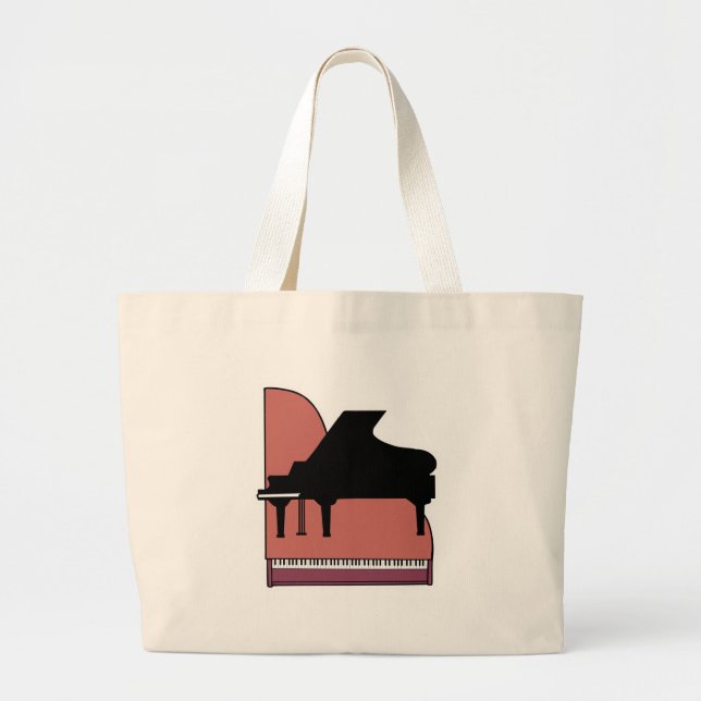 piano silouhette design large tote bag (Front)