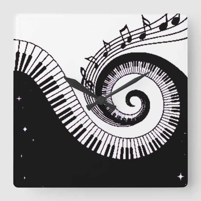 piano square wall clock (Front)