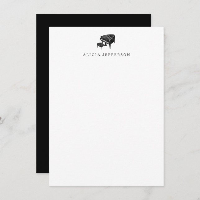 Piano Stationery - Personalised Piano Note Cards (Front/Back)