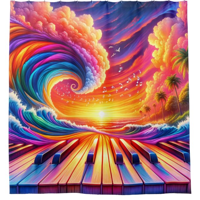 Piano Sunset Shower Curtain (Front)