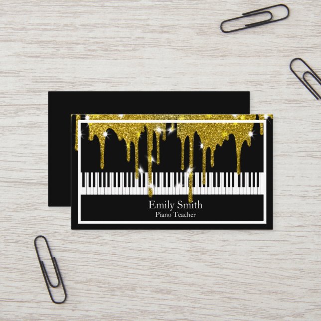 Piano Teacher Business Card (Front/Back In Situ)