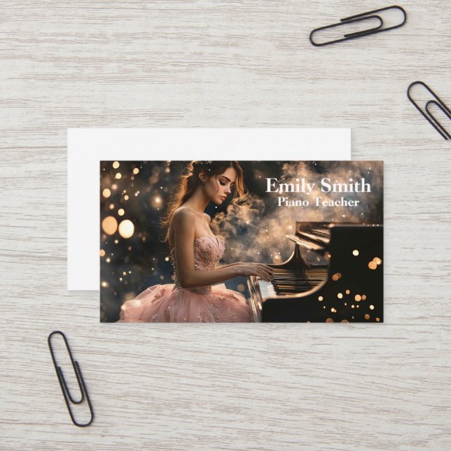 Piano Teacher Business Card (Front/Back In Situ)