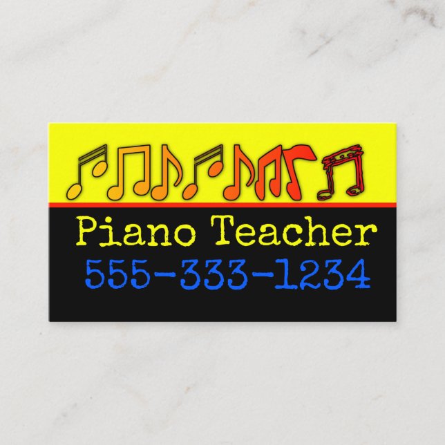 Piano Teacher Business Cards (Front)