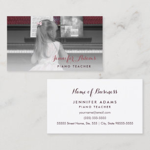 Piano Teacher Calling Card With Pretty Little Girl