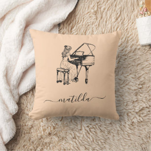 Piano Teacher Gift Peach Elegant Pianist Cushion