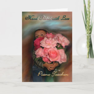 Piano teacher Greeting Card Happy Birthday roses
