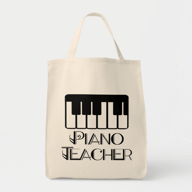 Piano Teacher Keyboard Music Tote Bag (Front)