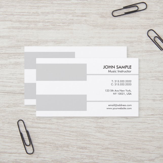 Piano Teacher Music Lessons Instruction Luxury Business Card (Front/Back In Situ)