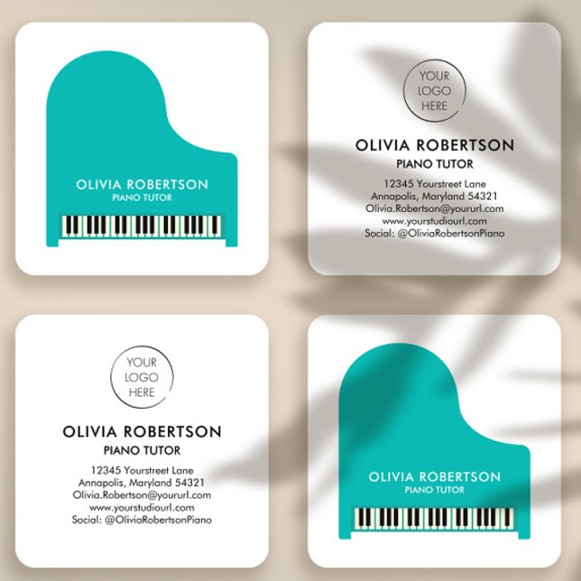 Piano Teacher, Music Studio, Piano Tutor, Pianist Square Business Card (Creator Uploaded)