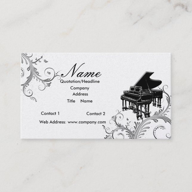 Piano Teacher or Sales Grand Piano Business Card (Front)