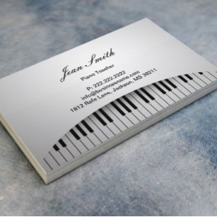Piano Teacher Pure White Piano Keys Music Business Card
