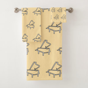 Piano Theme Creme Bath Towel Set