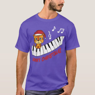 Piano Tiger Piano I Animals Music Merry Christmas T-Shirt