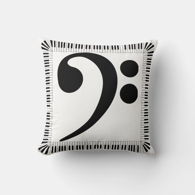 Piano Treble Bass Clef Throw Pillow 16" x 16" (Front)