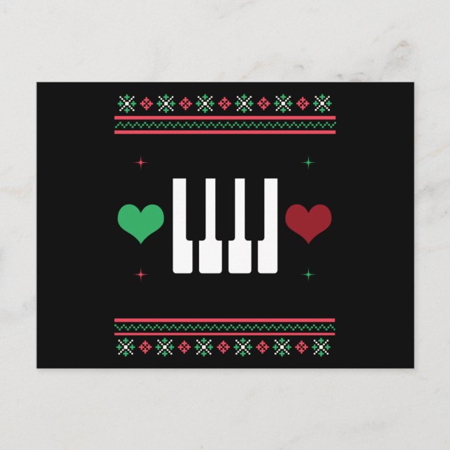Piano Ugly Christmas Sweater Pianist Xmas Postcard (Front)