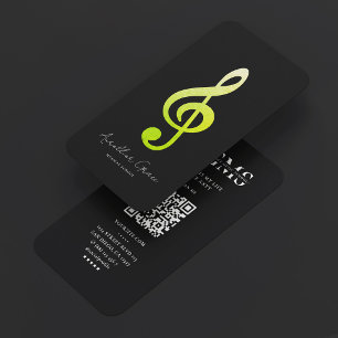 Piano Vocal Coach Musician Green Musical Note Business Card