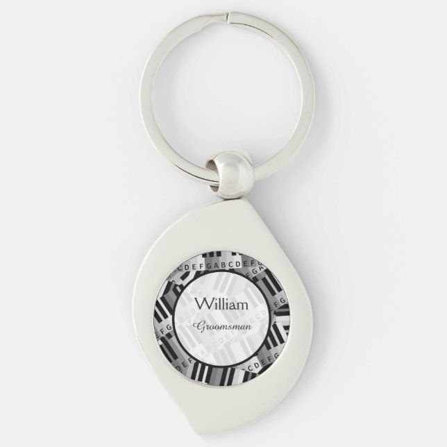Piano Wedding Black and White Keepsake Key Ring (Front)