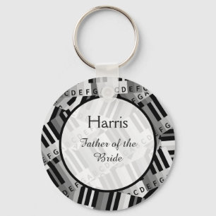 Piano Wedding Black and White Keepsake Key Ring