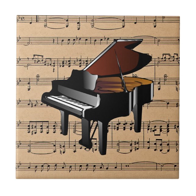 Piano ~ With Sheet Music Background Tile (Front)