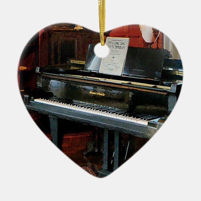 Piano With Sheet Music Ceramic Tree Decoration (Front)