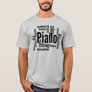 Piano Word Cloud Black Text T-Shirt
