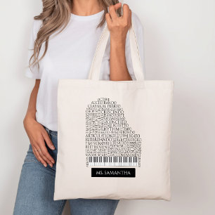 Piano Word Cloud Gift for Piano Teacher Tote Bag