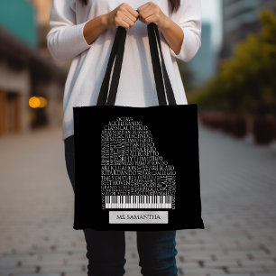 Piano Word Cloud Gift for Piano Teacher Tote Bag