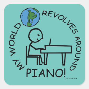 Piano - World Revolves Around Square Sticker