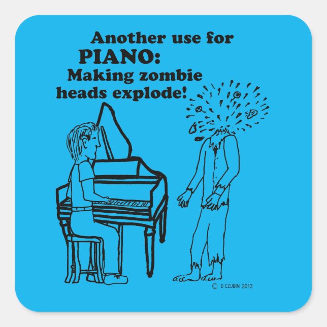 Piano Zombie Explode Square Sticker (Front)