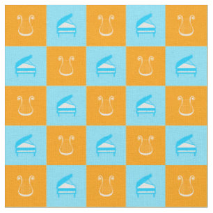Pianos & Harps Pattern Fabric