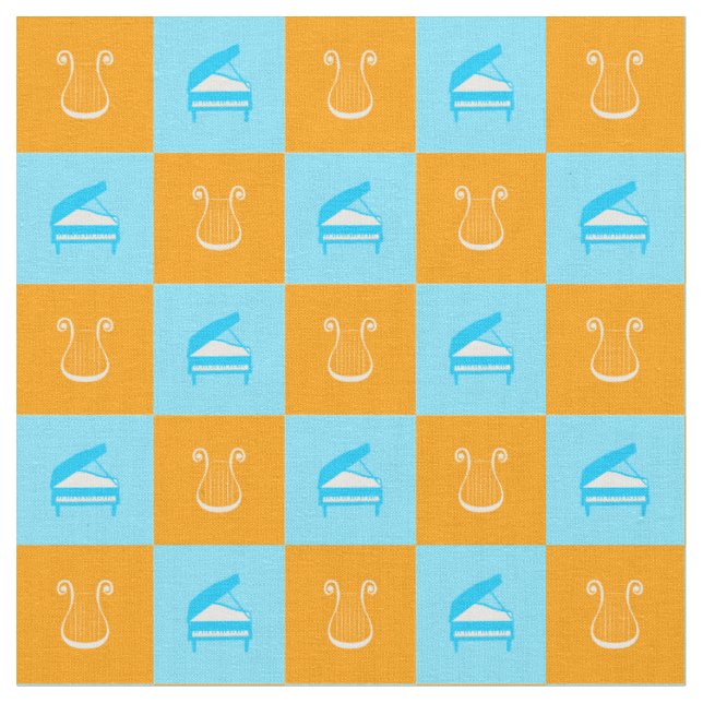 Pianos & Harps Pattern Fabric (Close Up)