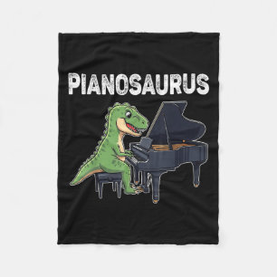 Pianosaurus Funny Dinosaur Playing Piano Kids Musi Fleece Blanket