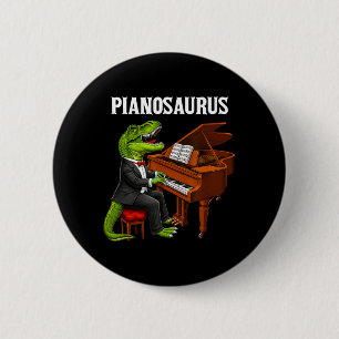Pianosaurus Funny Piano Playing T-Rex Dinosaur 6 Cm Round Badge