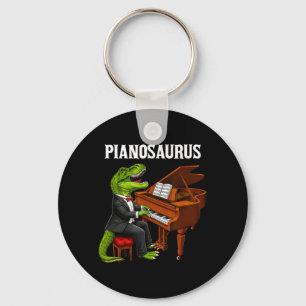Pianosaurus Funny Piano Playing T-Rex Dinosaur Key Ring