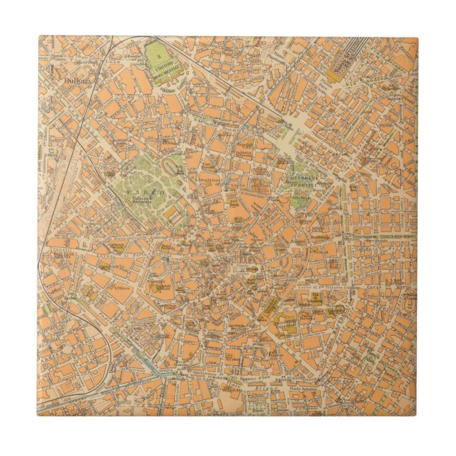 Pianta di Milano - Map of Milan, Italy Ceramic Tile (Front)