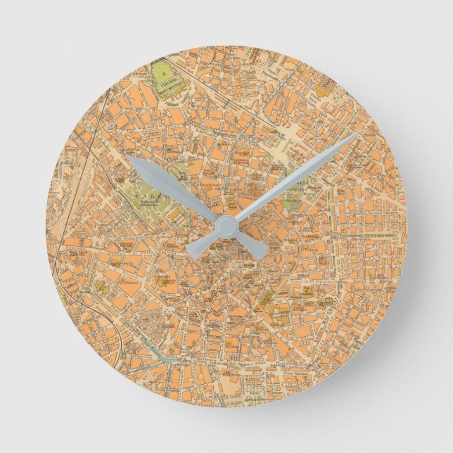 Pianta di Milano - Map of Milan, Italy Round Clock (Front)