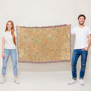Pianta di Milano - Map of Milan, Italy Throw Blanket