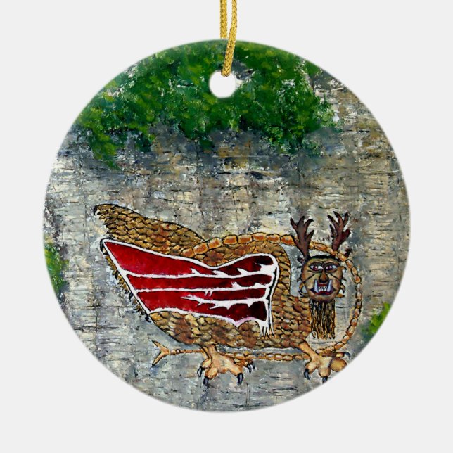 Piasa Bird Illinois Native American Legend Ceramic Tree Decoration (Front)