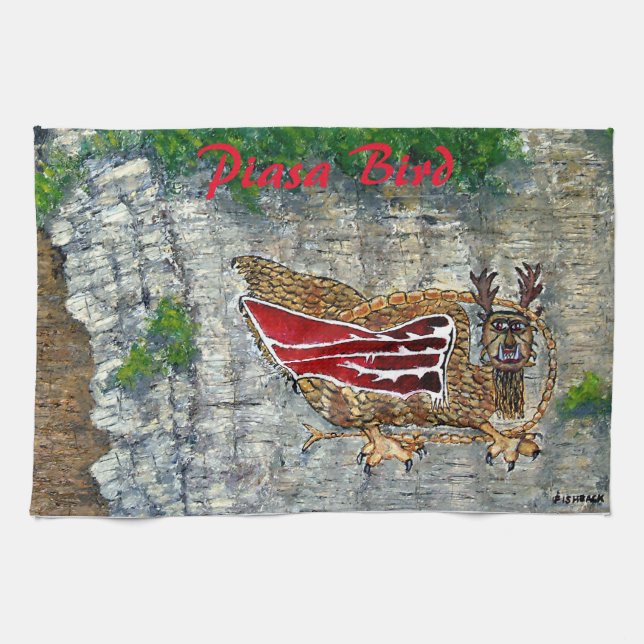 Piasa Bird Illinois Native American Legend Tea Towel (Horizontal)