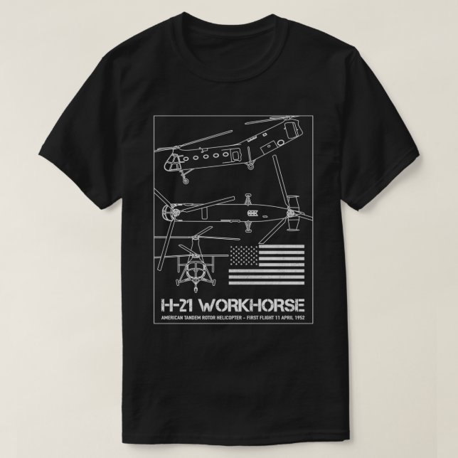 Piasecki H21 Workhorse American Cargo Helicopter B T-Shirt (Design Front)
